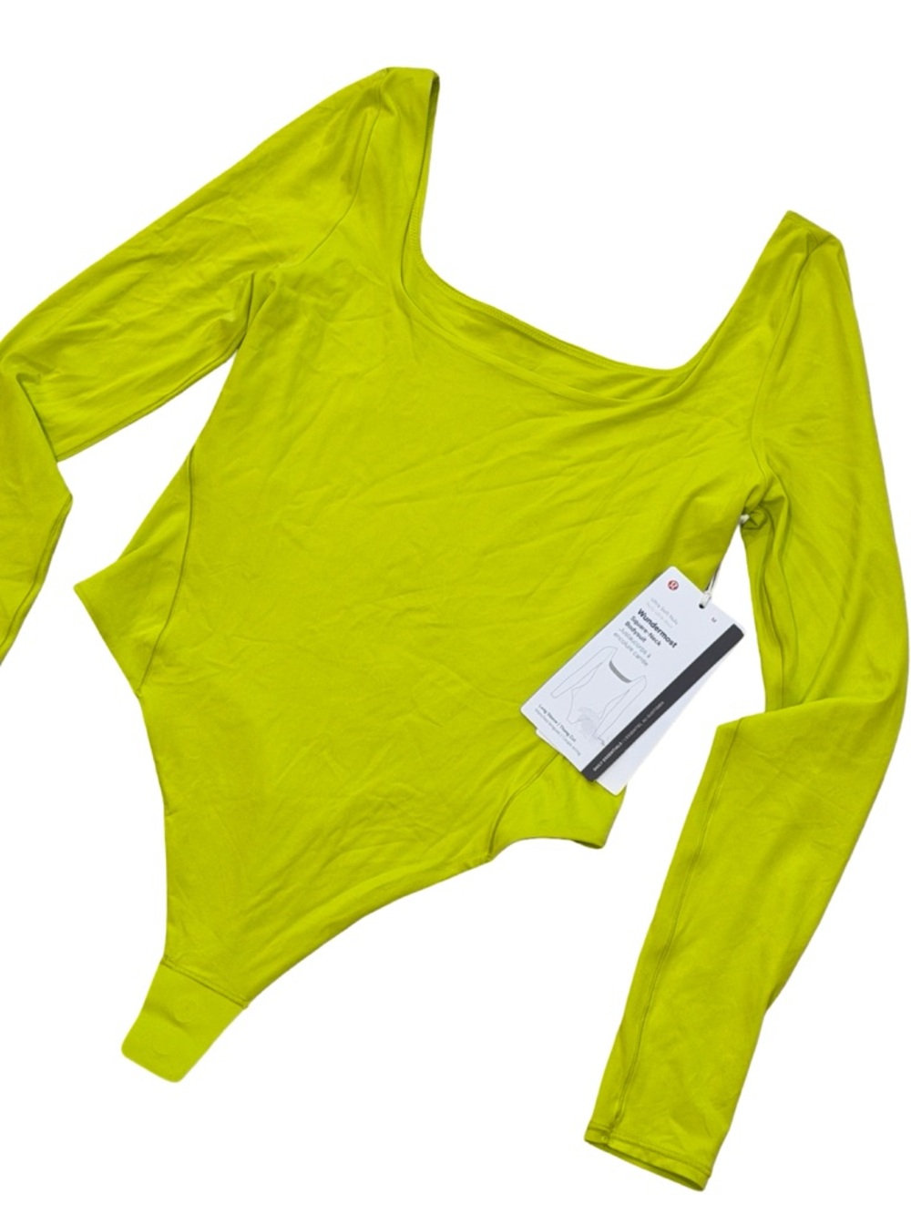 NWT Lululemon Wundermost Square-Neck Long-Sleeve Bodysuit In Lichen Lime - Picture 6 of 7